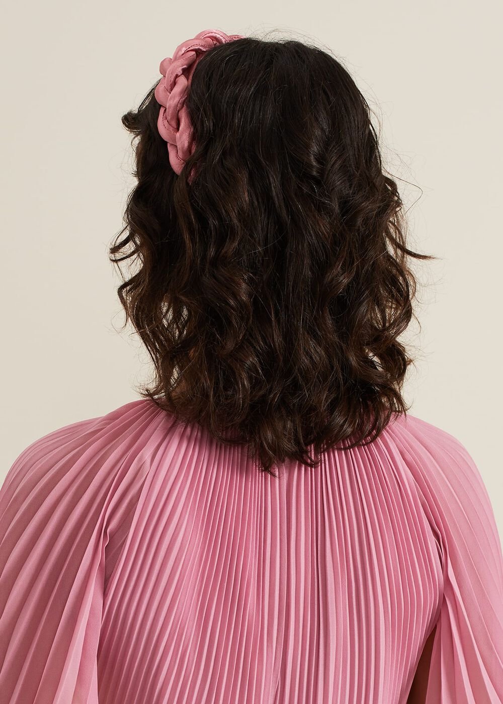Satin Plaited Headband Pale Pink