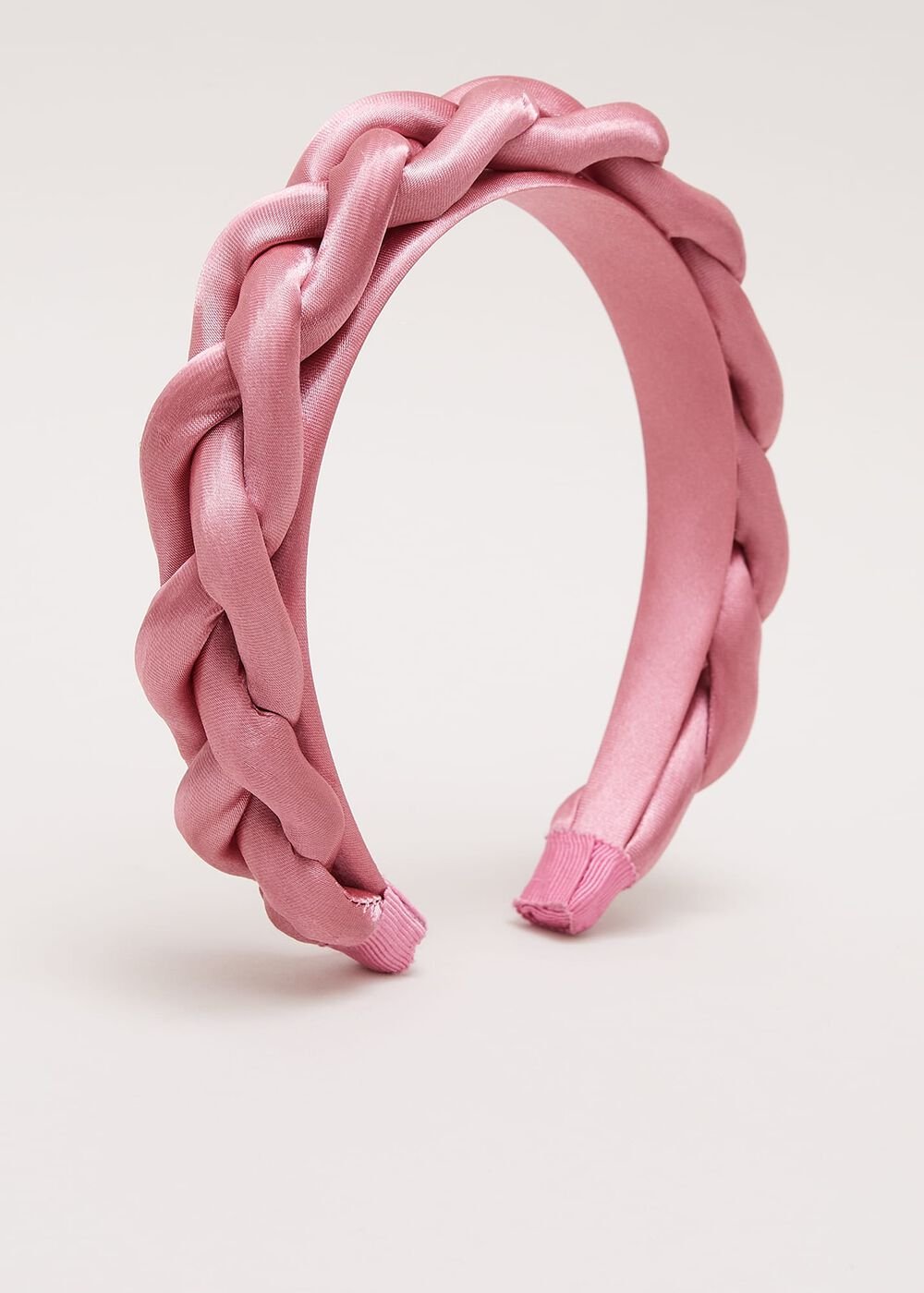 Satin Plaited Headband Pale Pink