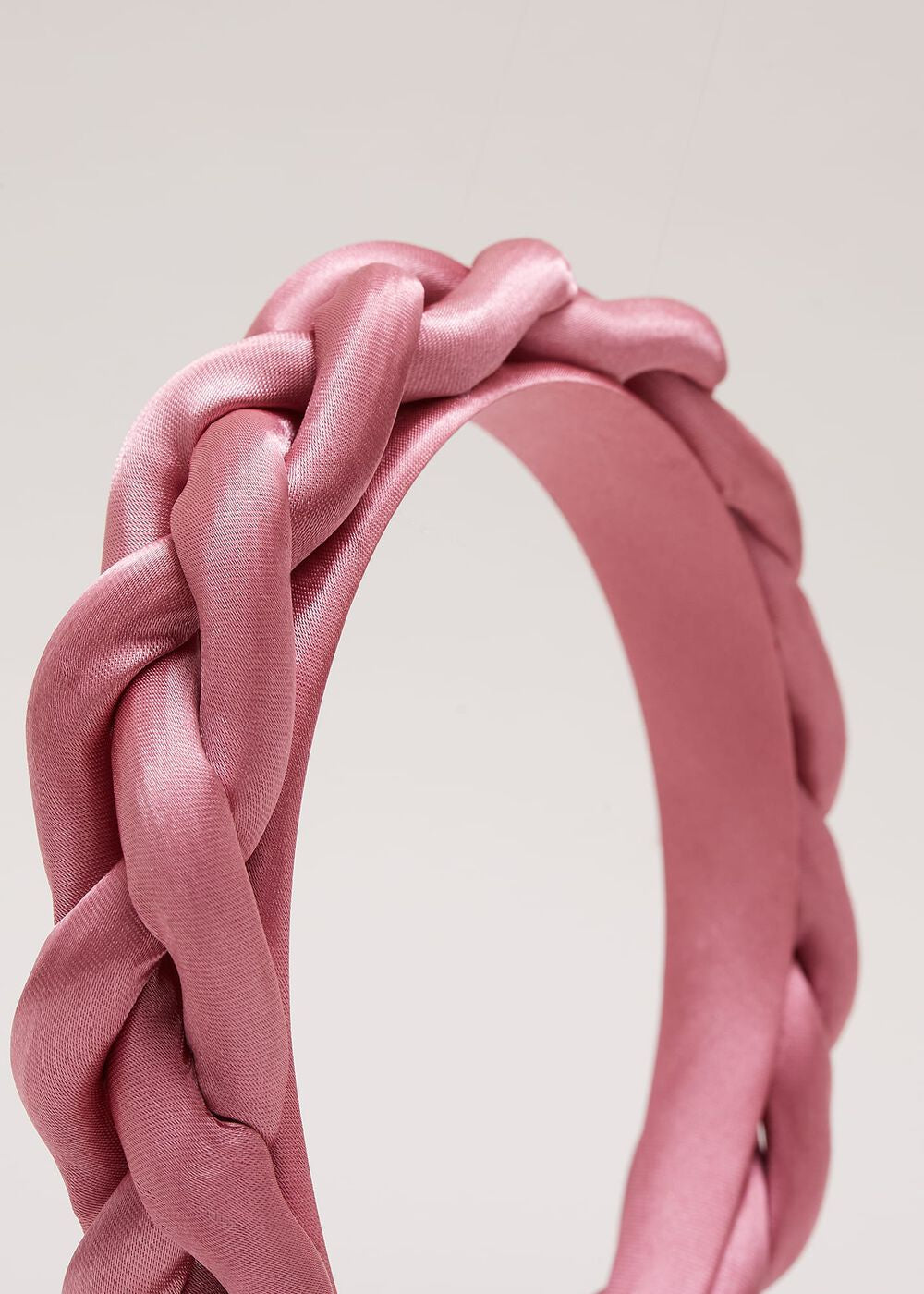 Satin Plaited Headband Pale Pink