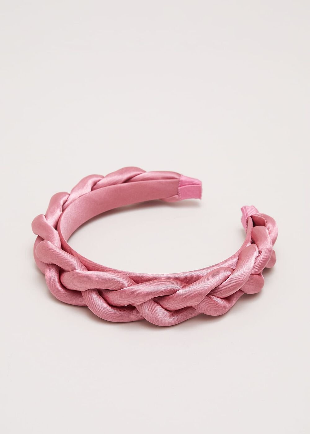 Satin Plaited Headband Pale Pink