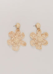 Raffia Oversized Flower Earrings Natural