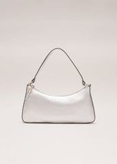 Silver Leather Mini Shoulder Bag Silver