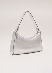 Silver Leather Mini Shoulder Bag Silver