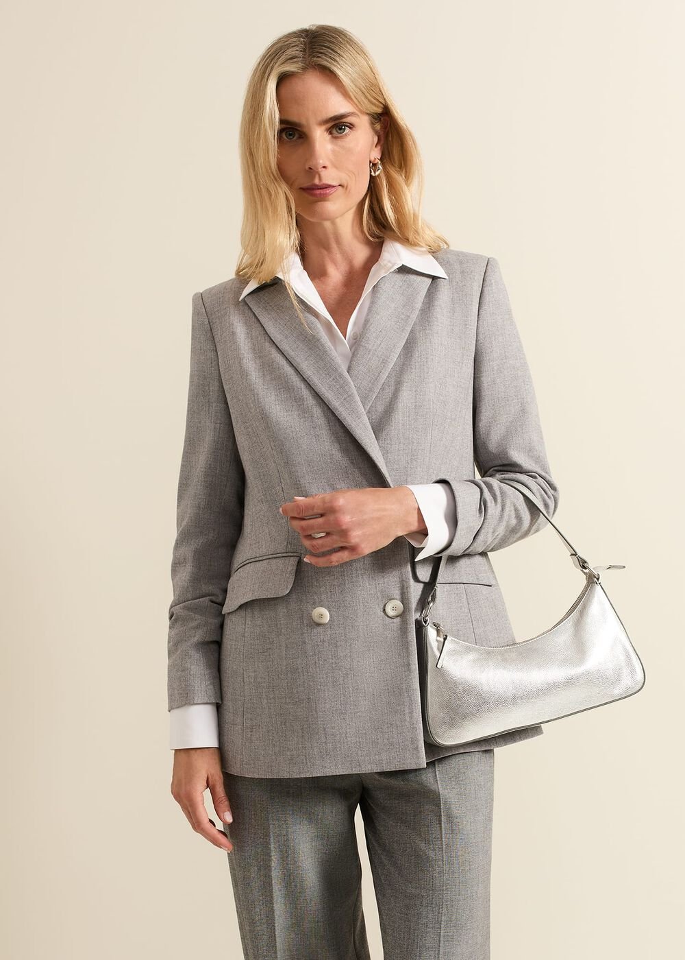 Silver Leather Mini Shoulder Bag Silver
