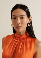 Pearl Detail Hoop Earrings Gold