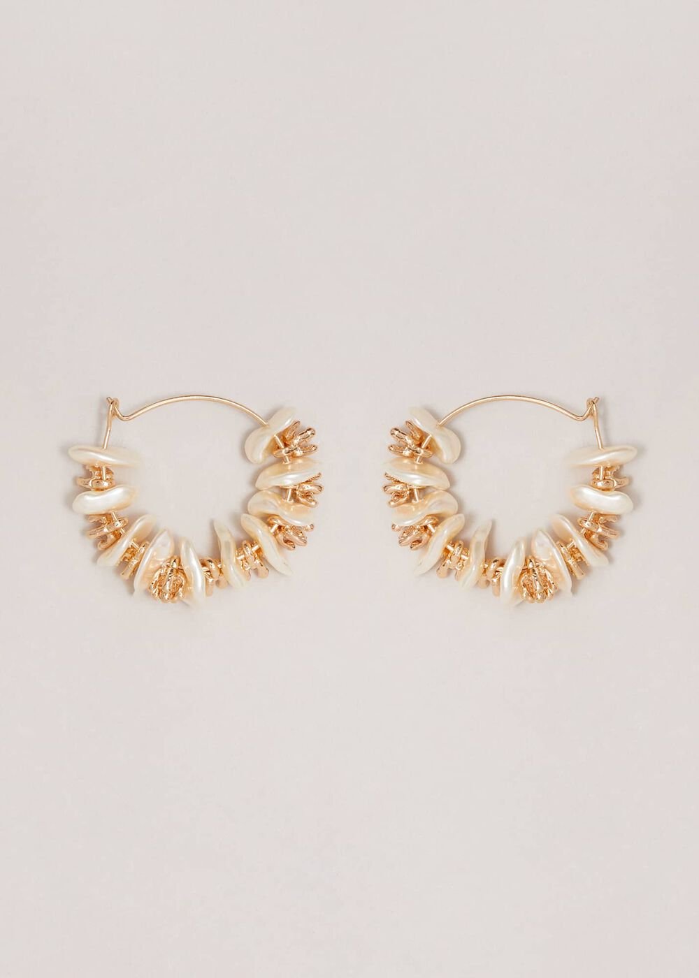 Pearl Detail Hoop Earrings Gold