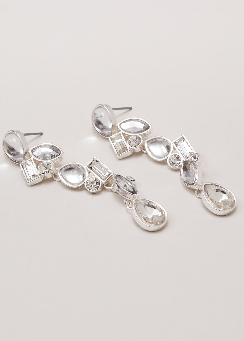Stone Drop Earrings Silver