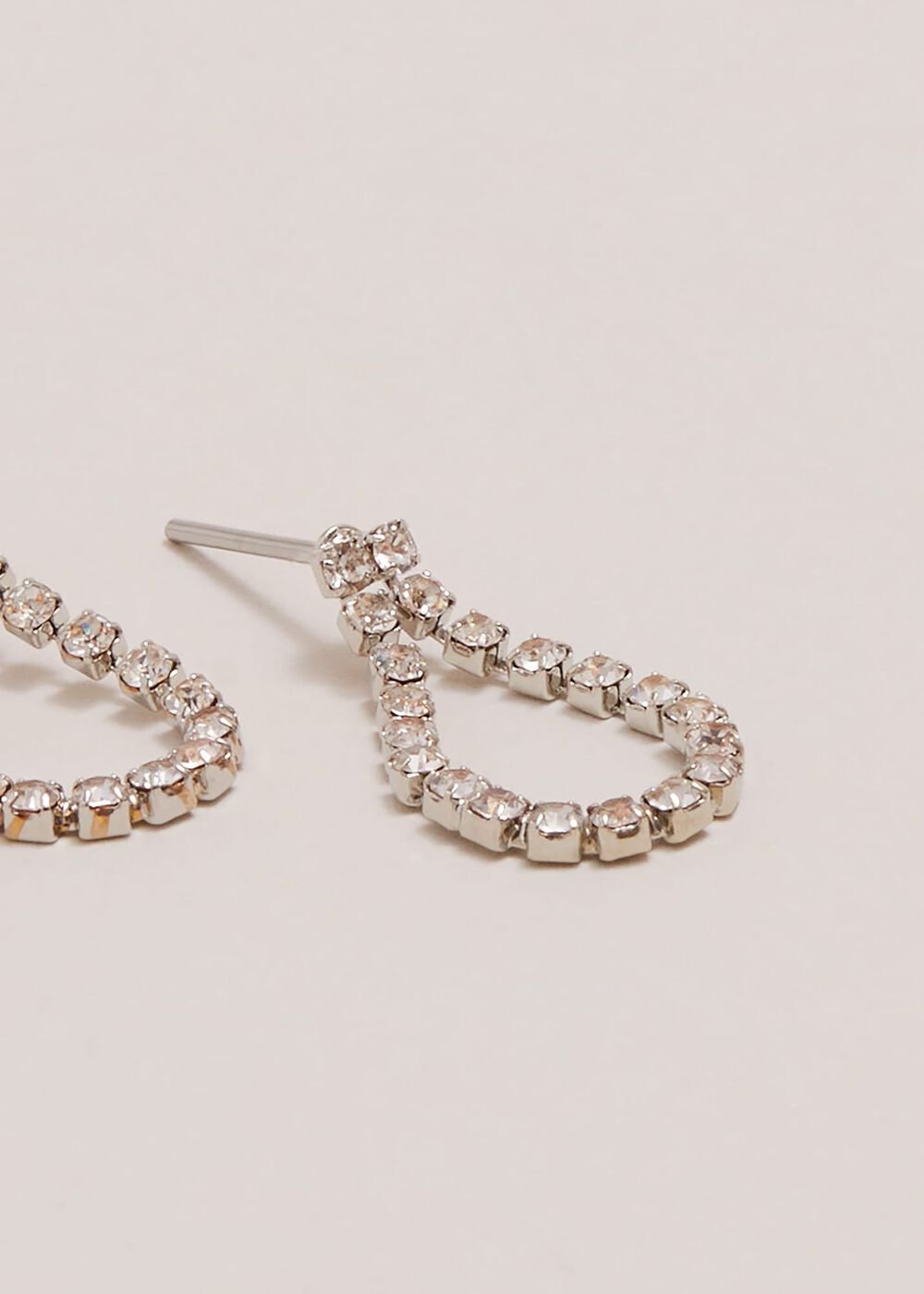Sparkle Stone Teardrop Earrings Silver
