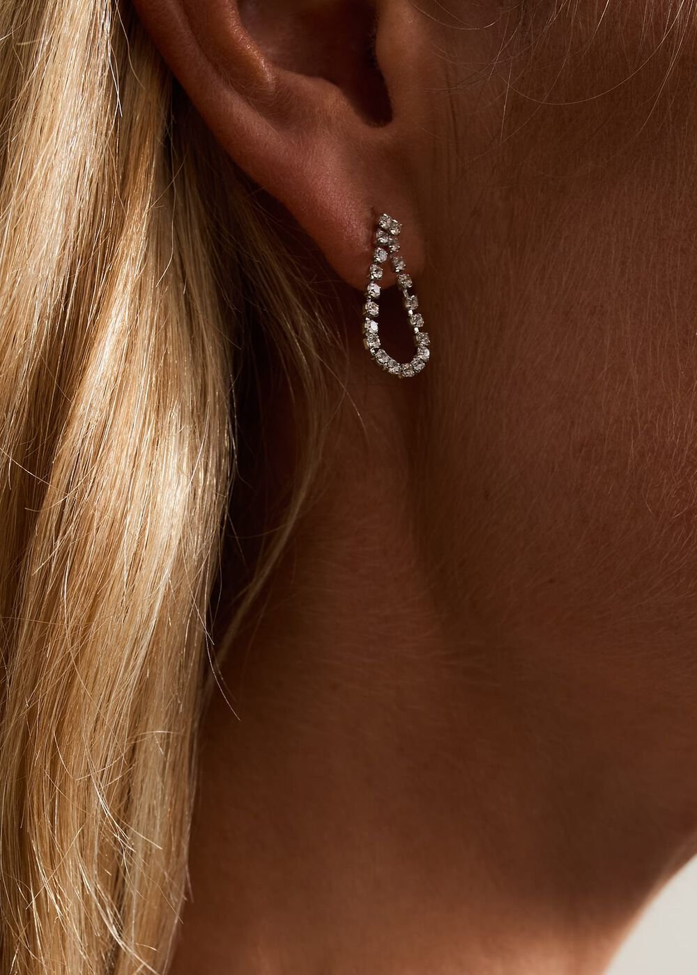 Sparkle Stone Teardrop Earrings Silver