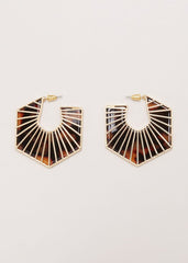 Tort Large Hexagon Hoop Earrings Brown