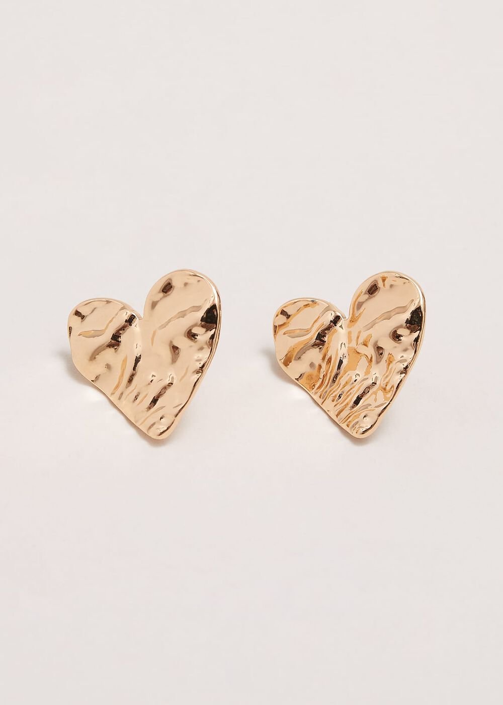 Gold Large Heart Stud Earrings Gold