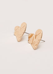 Gold Large Heart Stud Earrings Gold