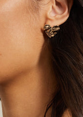 Gold Large Heart Stud Earrings Gold