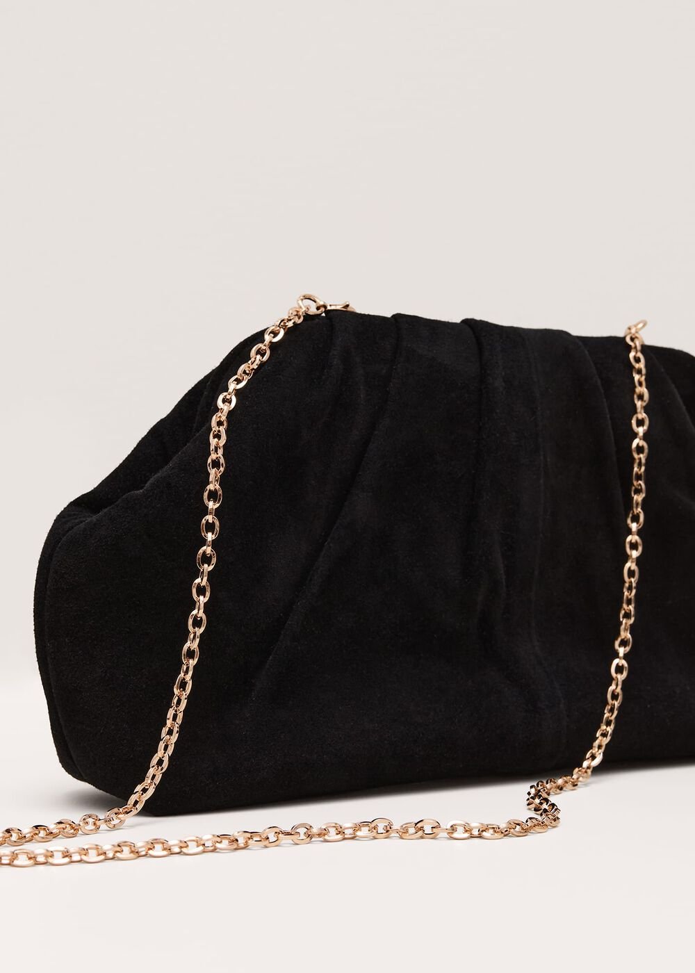 Black Suede Pouch Clutch Bag Black