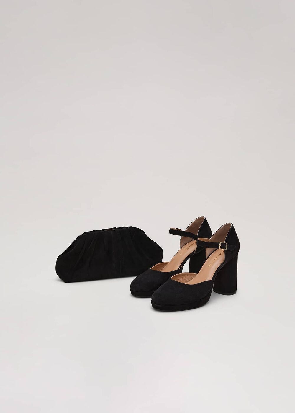 Black Suede Pouch Clutch Bag Black