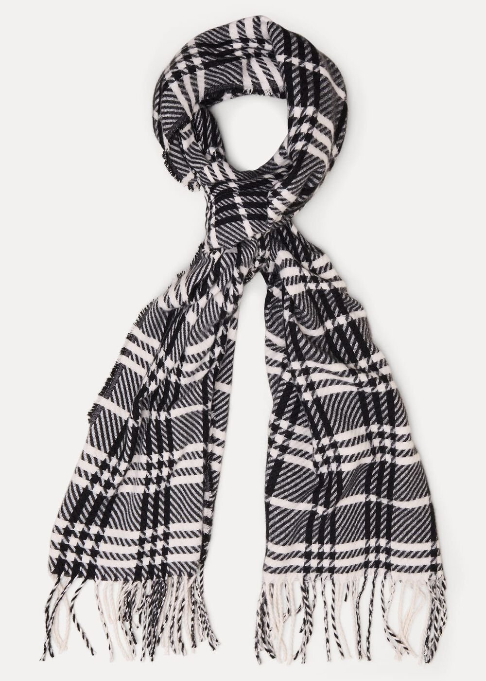Checked Printed Scarf Black/Ivory