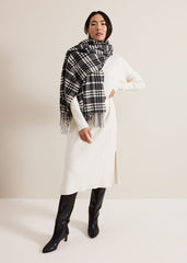 Checked Printed Scarf Black/Ivory
