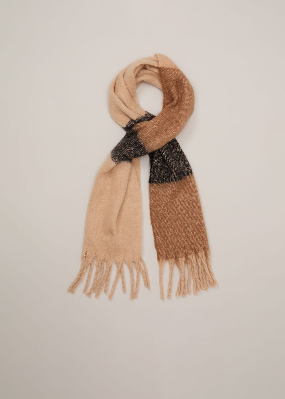 Oversized Stripe Brushed Scarf Black/Multi