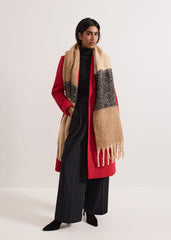 Oversized Stripe Brushed Scarf Black/Multi