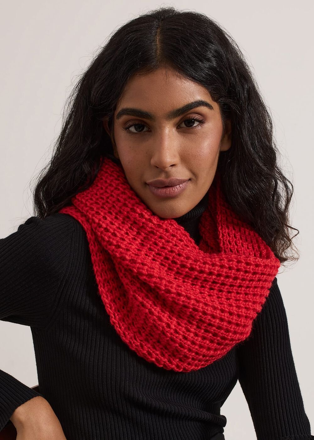 Red Knitted Snood Red