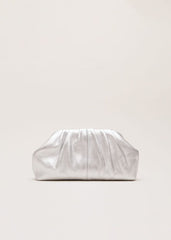 Silver Leather Pouch Clutch Bag Silver