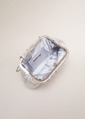 Silver Leather Pouch Clutch Bag Silver