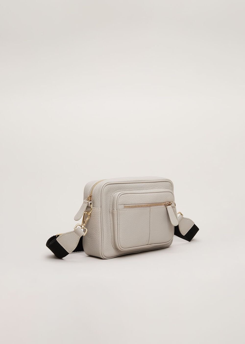 Grey Leather Cross Body Bag Grey