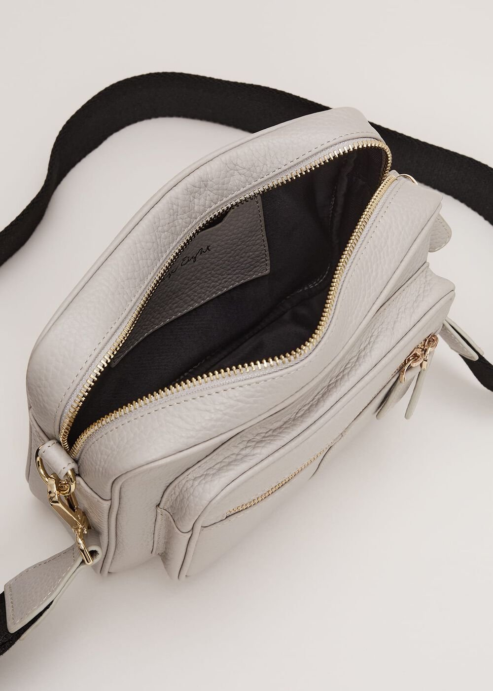 Grey Leather Cross Body Bag Grey