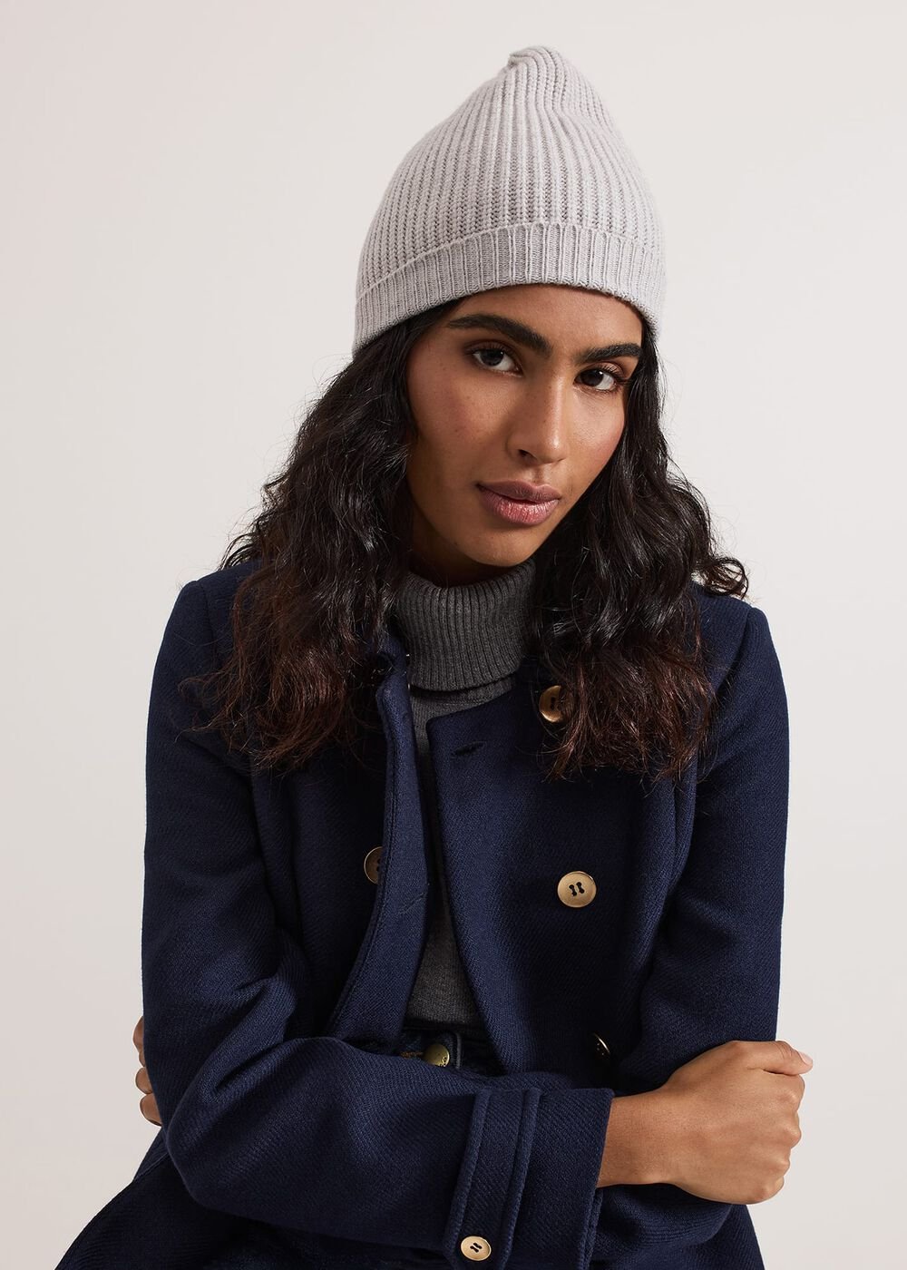 Grey Ribbed Beany Hat Grey