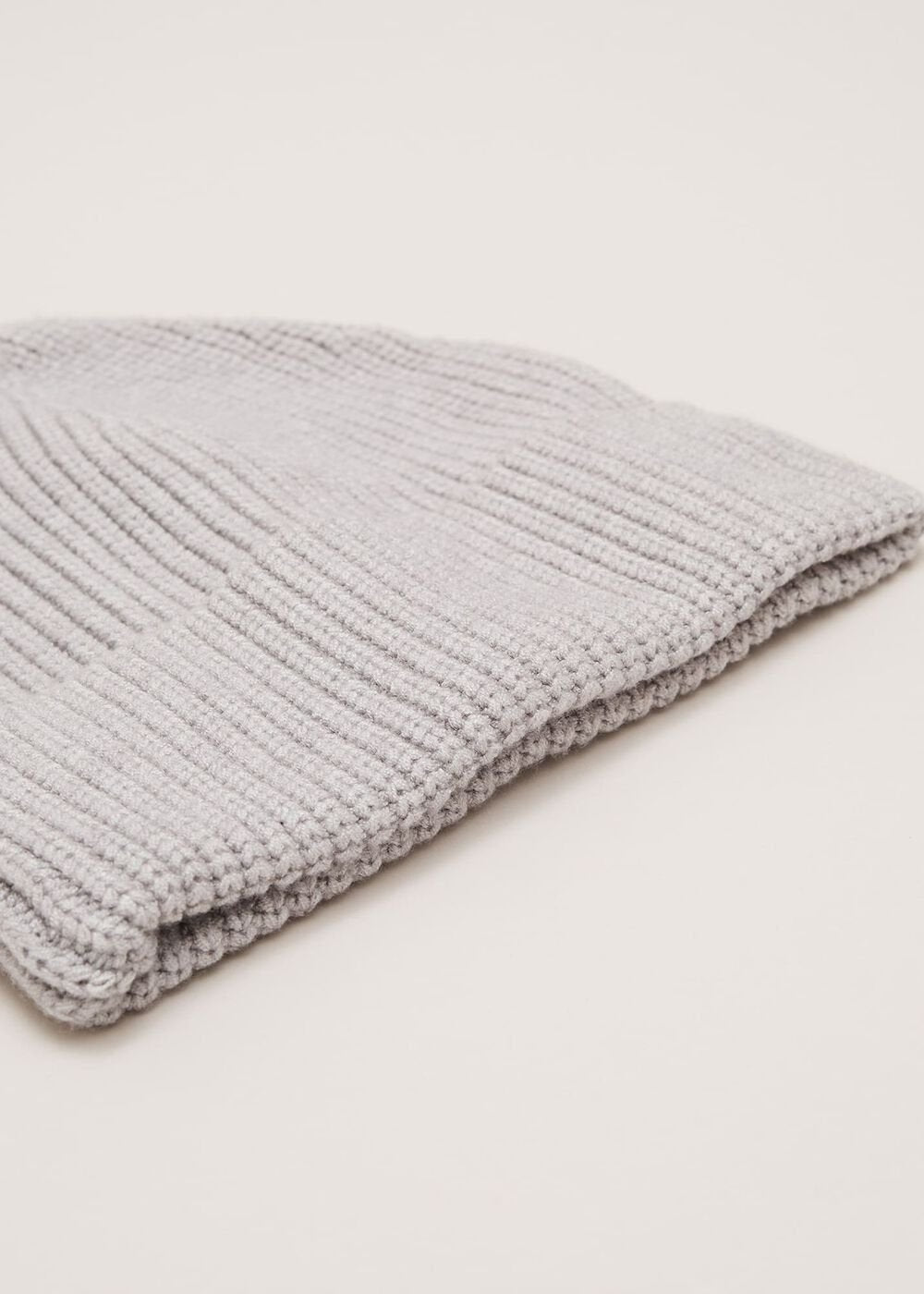Grey Ribbed Beany Hat Grey