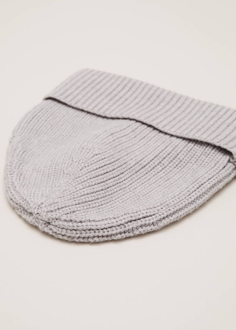 Grey Ribbed Beany Hat Grey