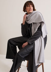 Grey Ribbed Oversized Scarf Grey