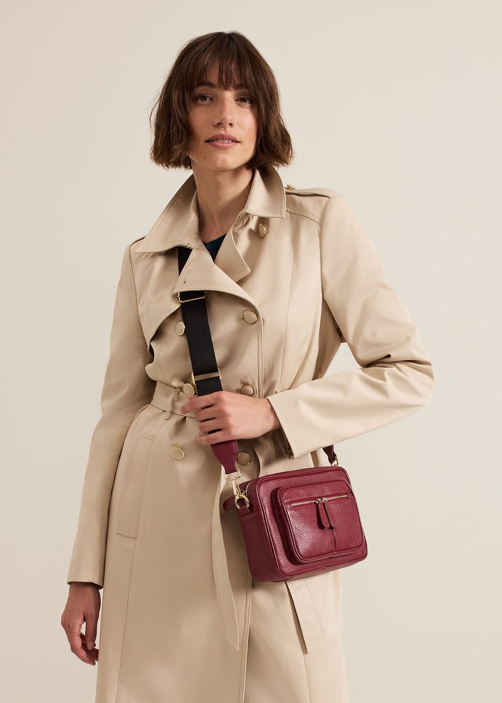 Burgundy Leather Cross Body Bag Burgundy