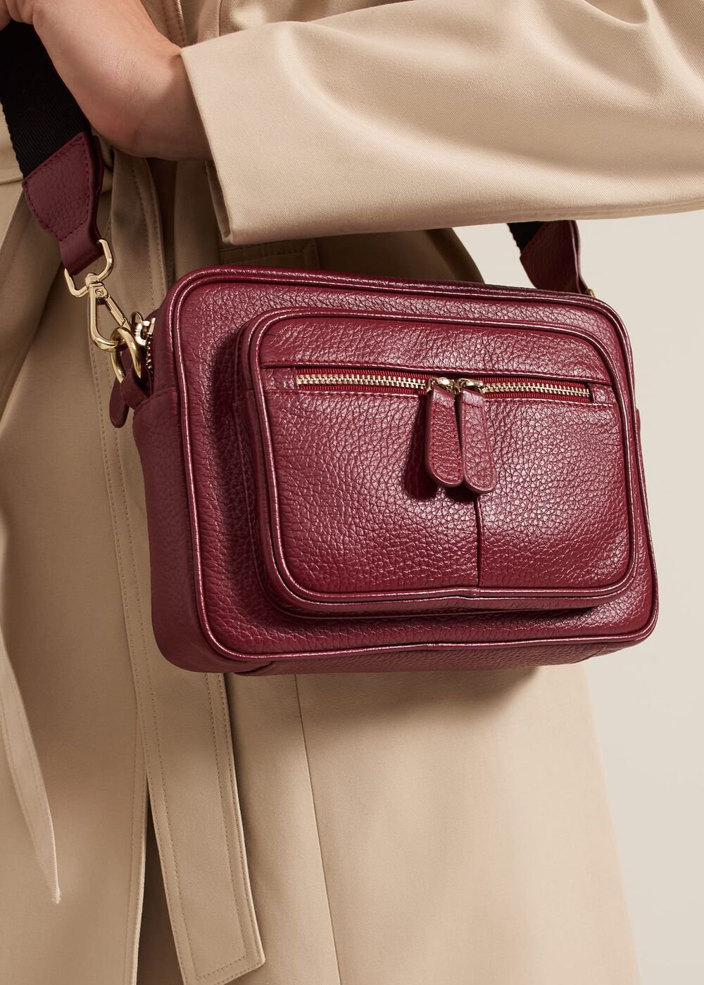 Burgundy Leather Cross Body Bag Burgundy