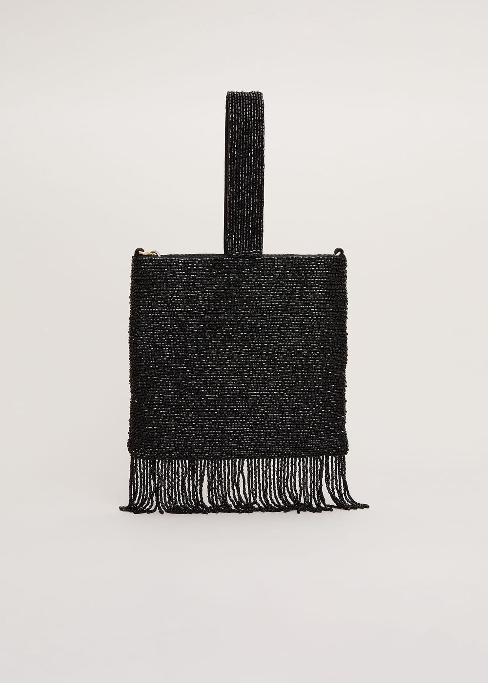Black Beaded Tassle Bag Black