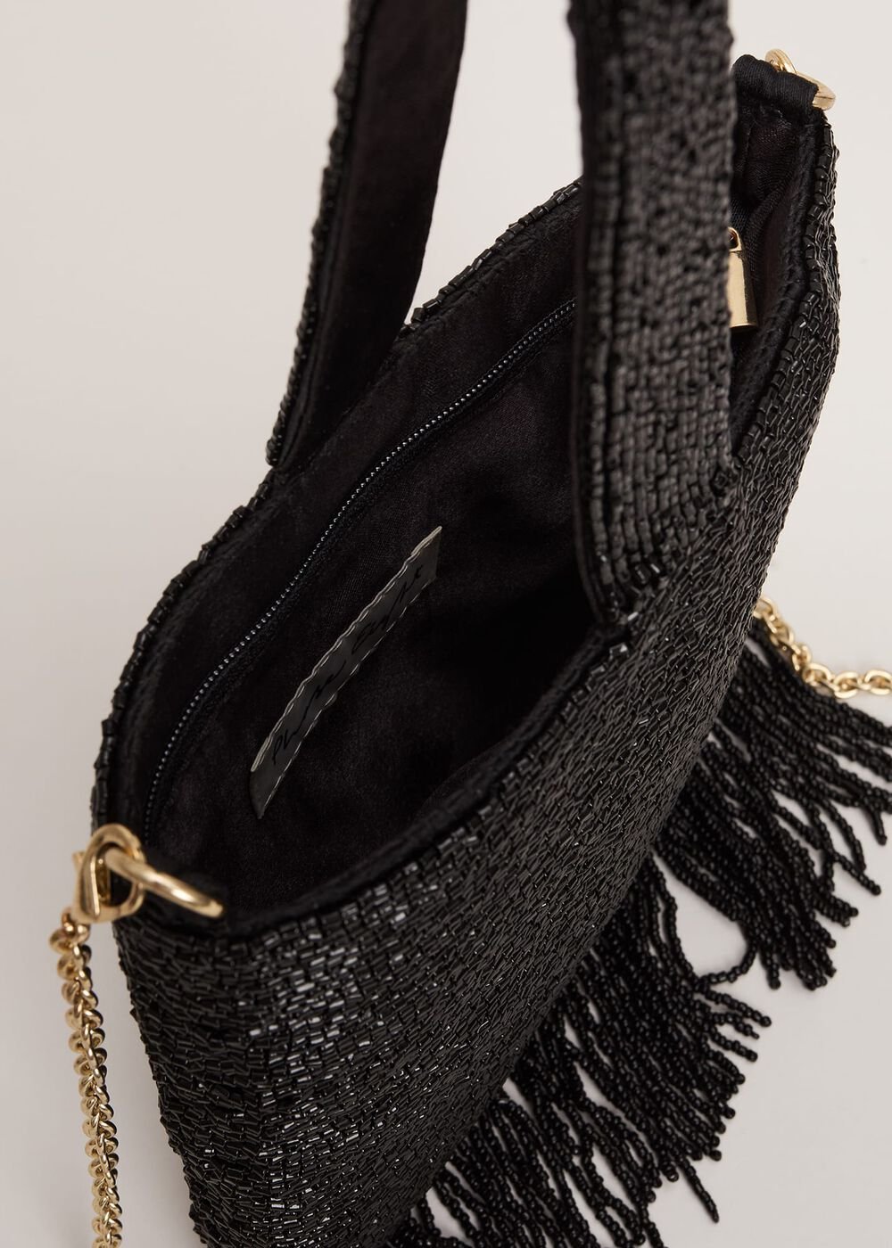 Black Beaded Tassle Bag Black