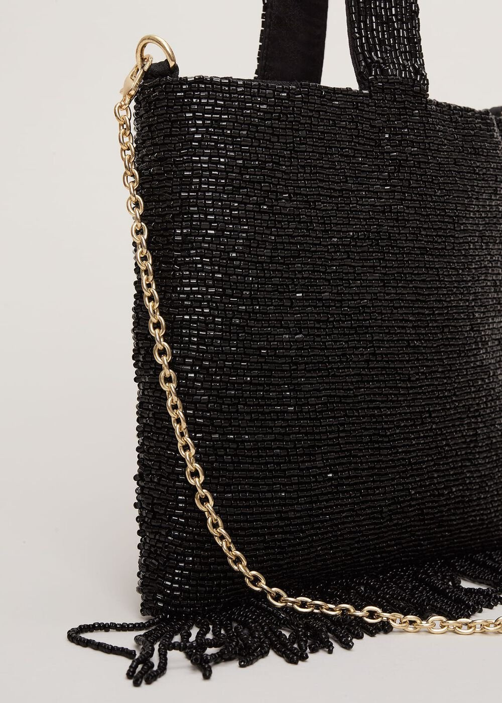 Black Beaded Tassle Bag Black