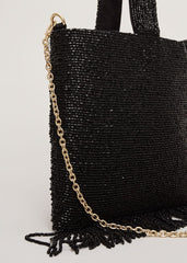 Black Beaded Tassle Bag Black