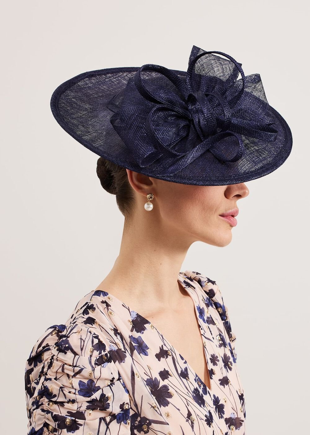 Navy Bow Disc Fascinator Navy