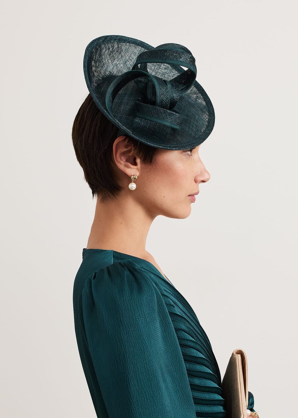 Teal Grossgrain Twist Oval Fascinator Teal
