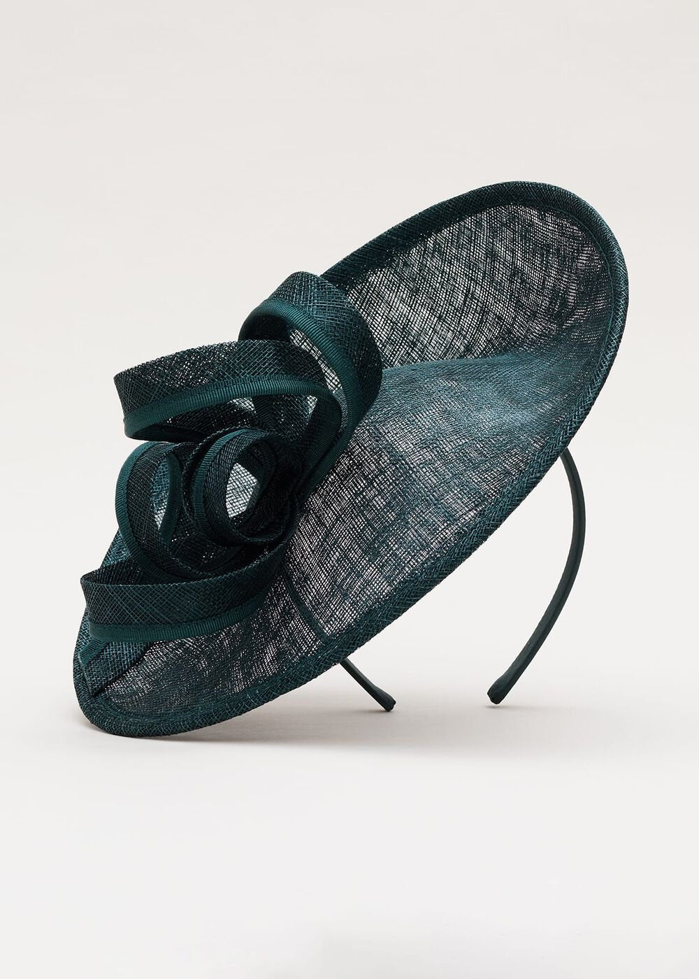 Teal Grossgrain Twist Oval Fascinator Teal