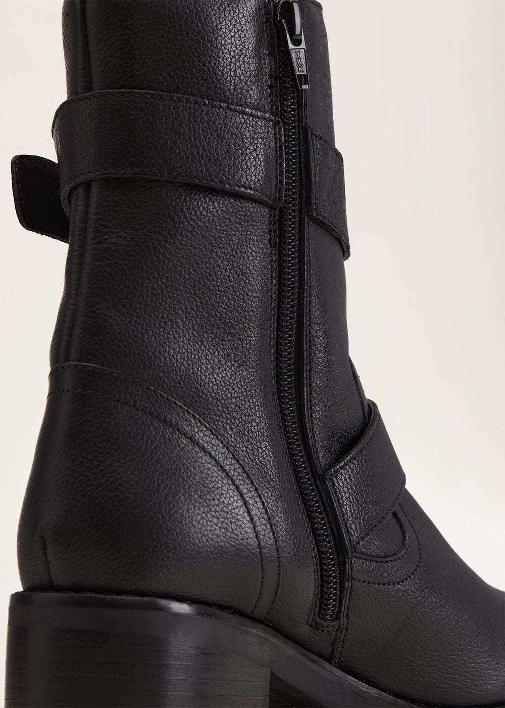 Alaska Black Leather Biker Boots Black
