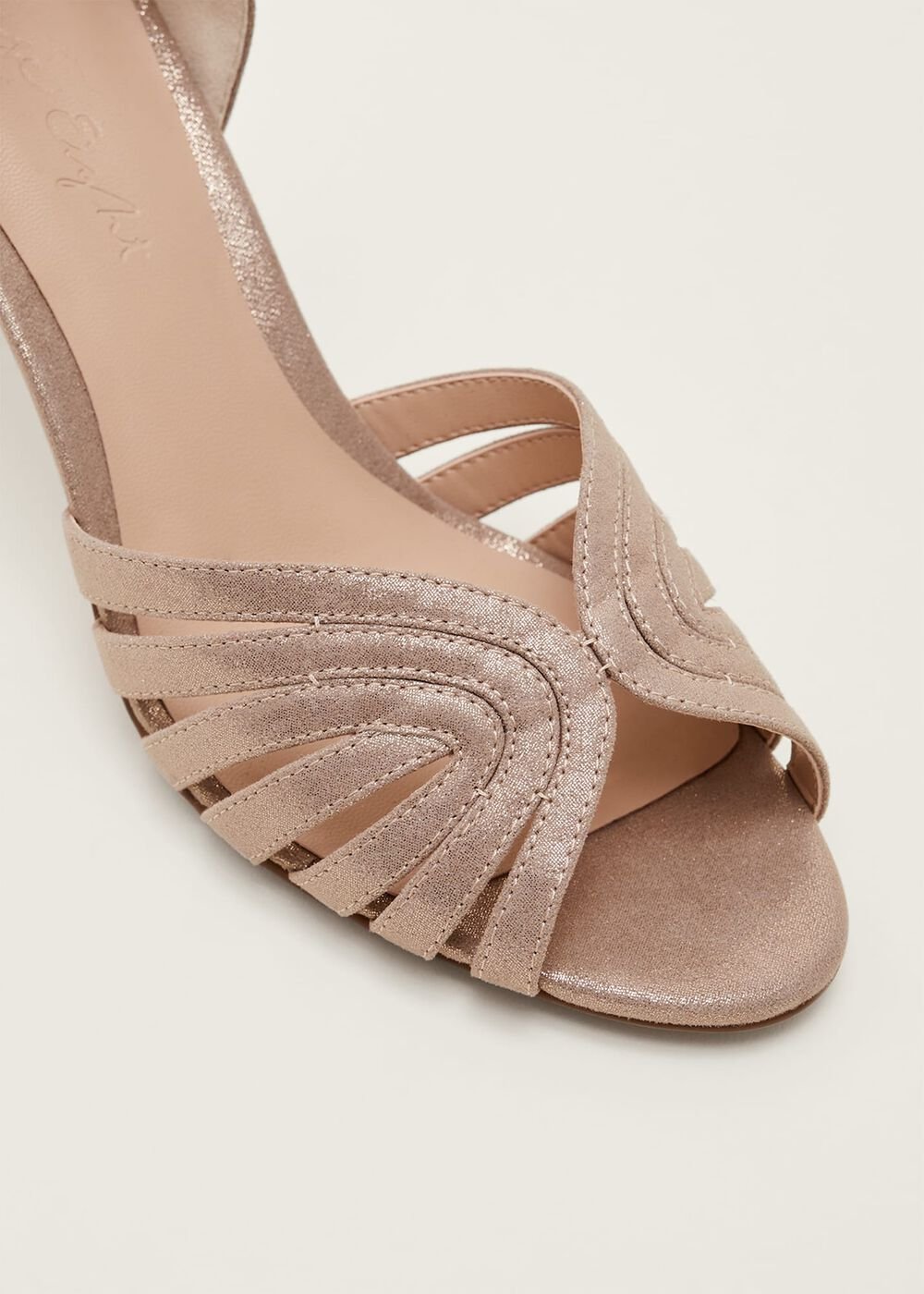 Stitched Metallic Heel Sandal Metallic