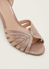 Stitched Metallic Heel Sandal Metallic