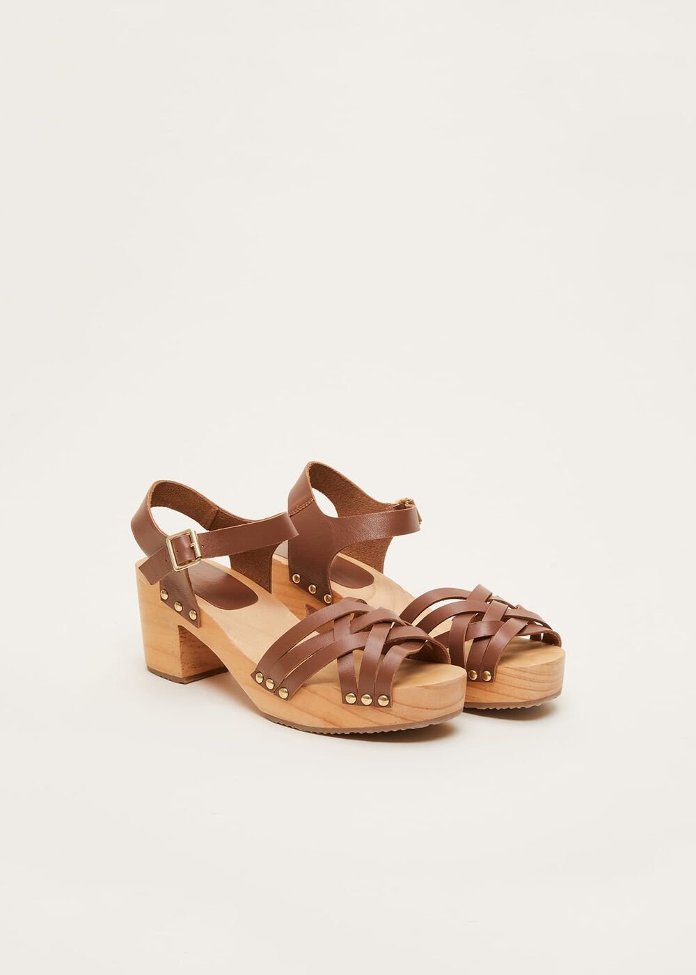 Woven Clog Heel Sandal Tan