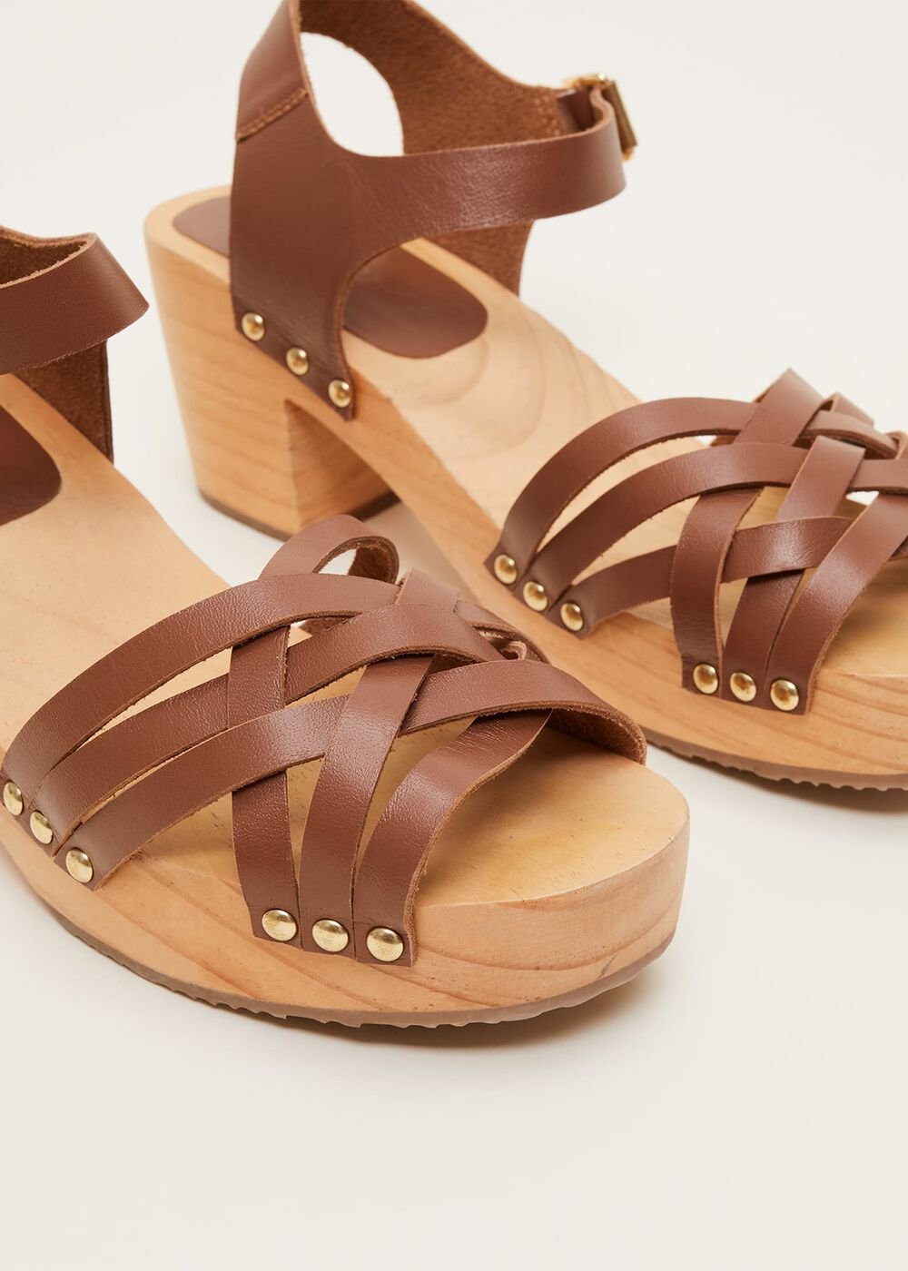 Woven Clog Heel Sandal Tan