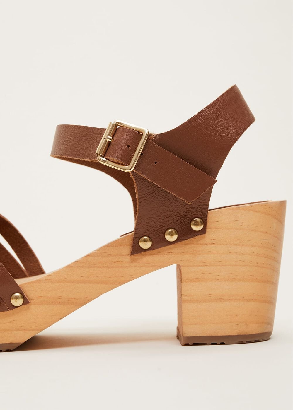 Woven Clog Heel Sandal Tan