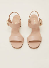 Snake Skin Leather Buckle Sandals Neutral