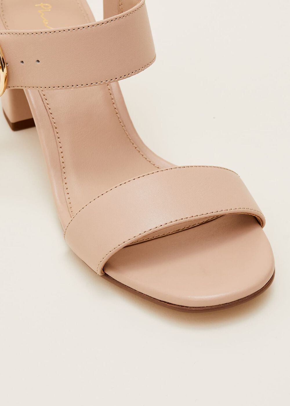 Snake Skin Leather Buckle Sandals Neutral