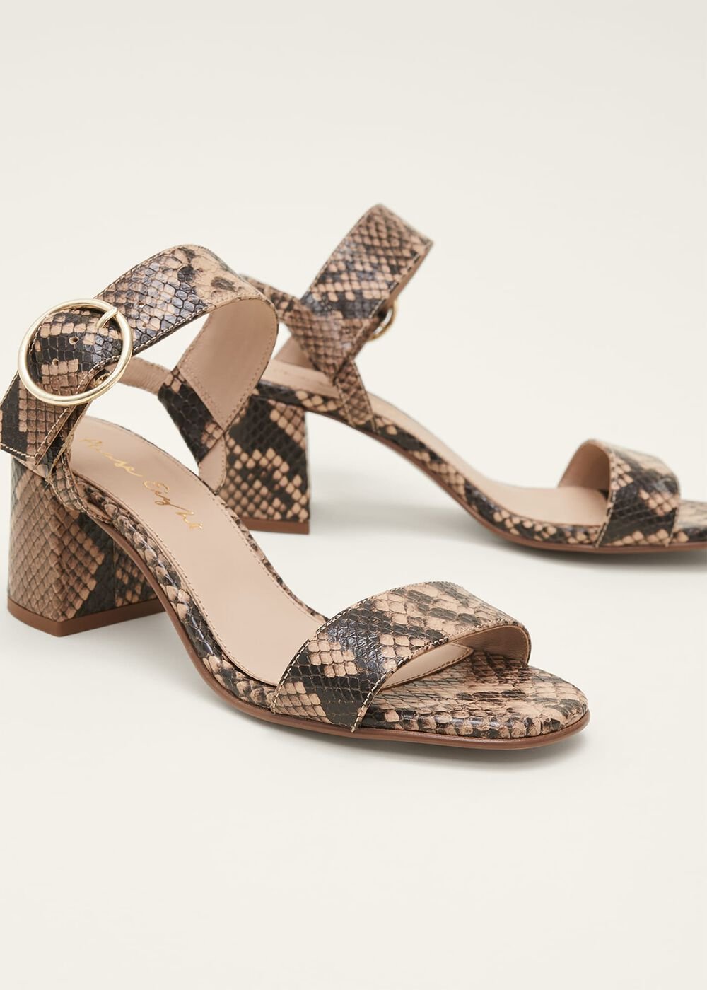 Snake Skin Leather Buckle Sandals Snake
